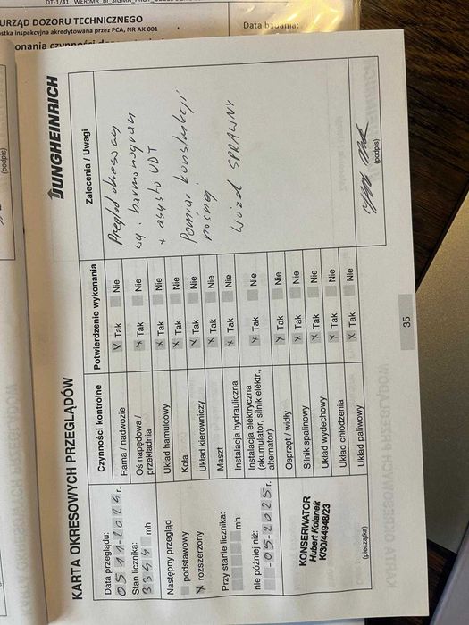 Jungheinrich TFG 435 3,5t, LPG, 4300 mm, 3500 mh – mało używany 2007r.