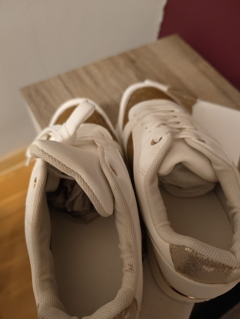 Biało złote sneakersy damskie buty adidasy rozmiar 39 25cm
