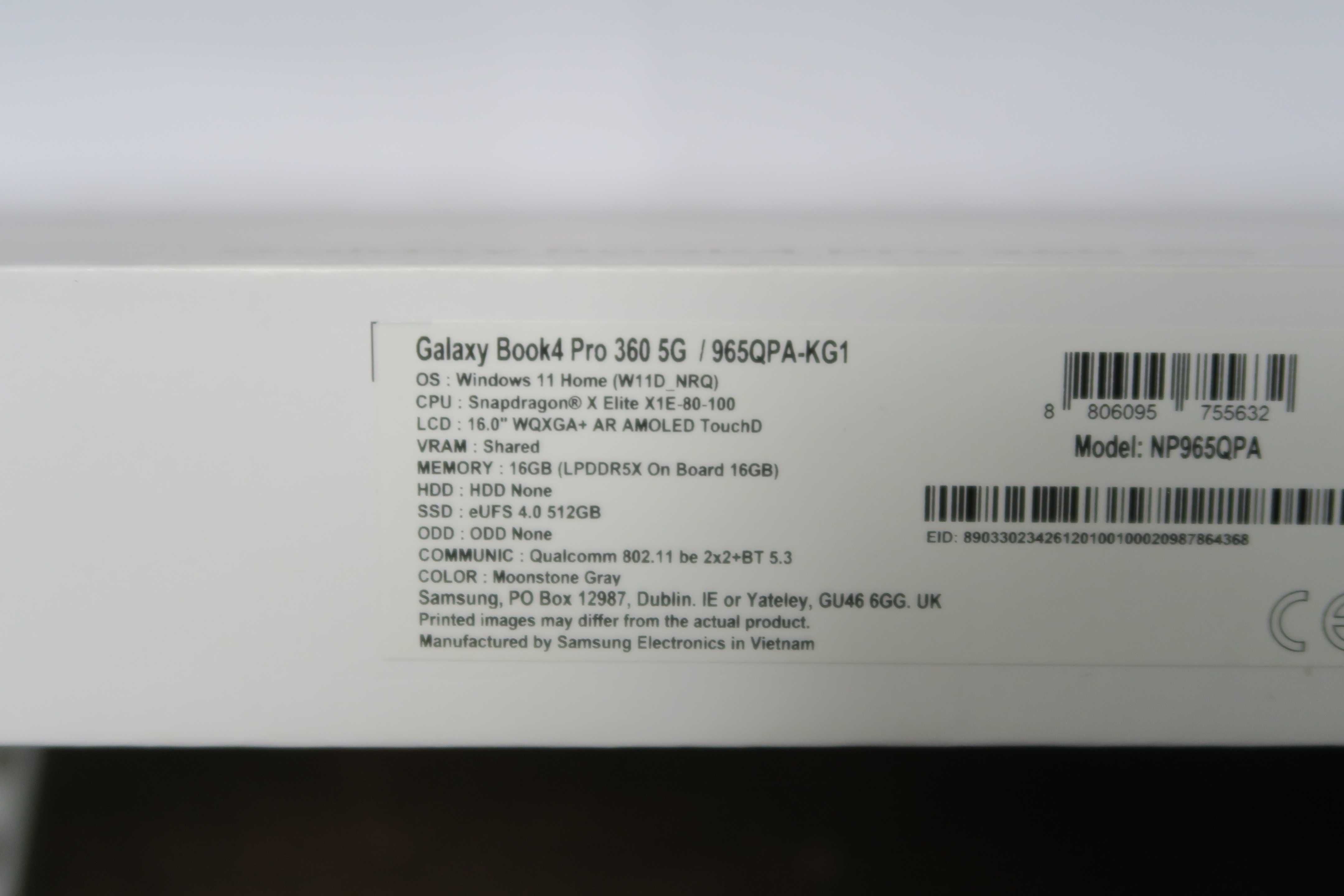 NOWY LAPTOP SAMSUNG GALAXY BOOK4 Pro 360 5G, Snapdragon X, komplet
