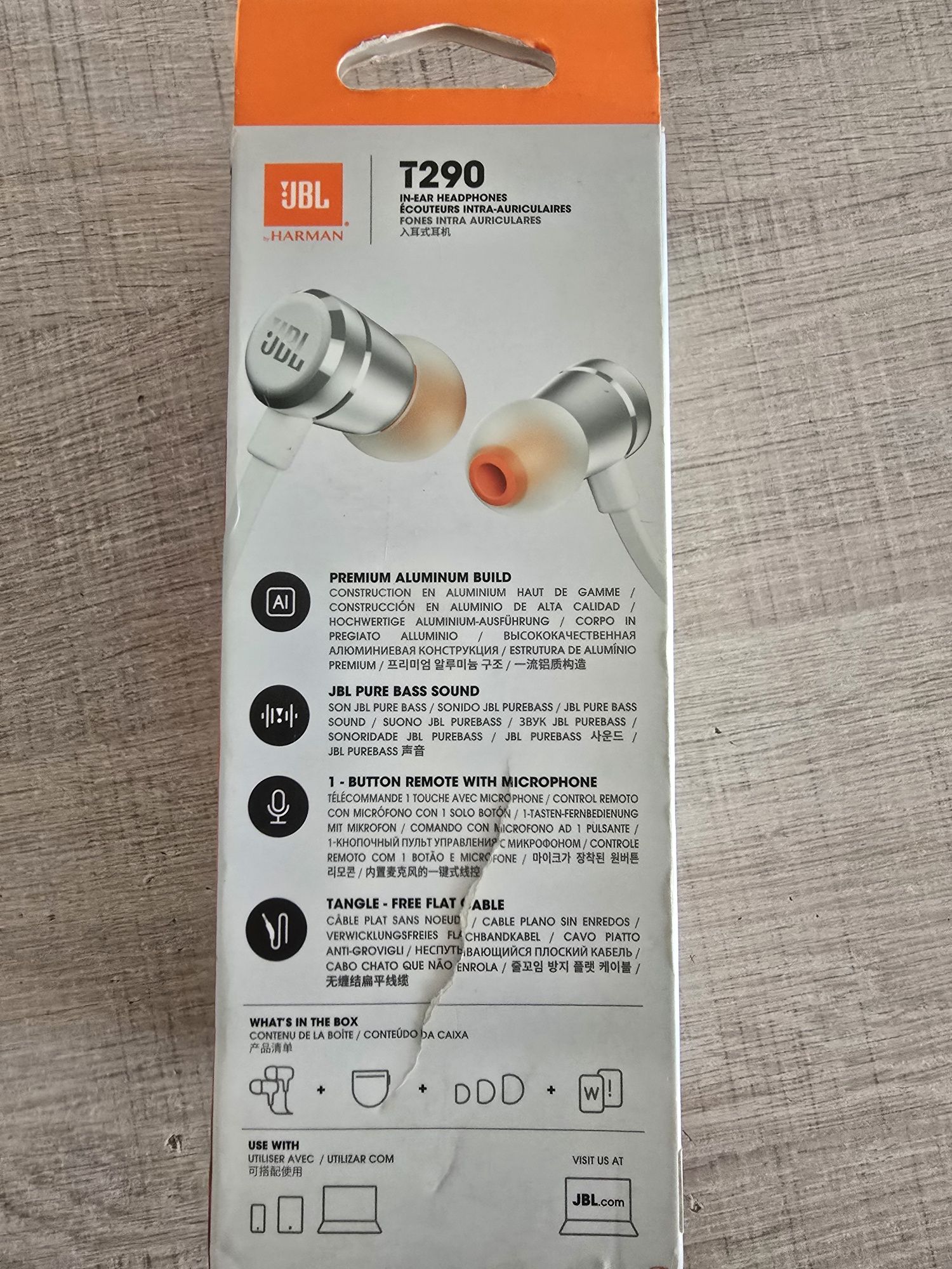 Вакуумні навушники JBL TUNE 290 (JBLT290SIL)