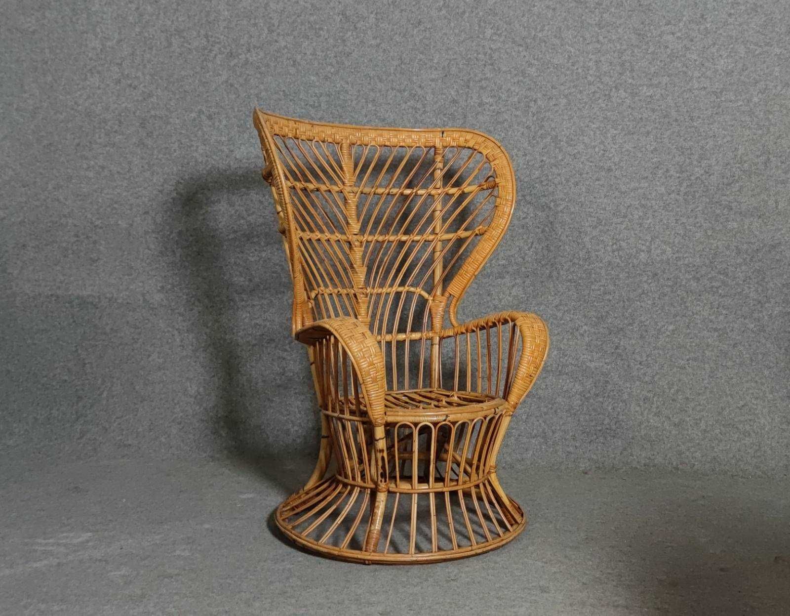 Fotel rattanowy Gio Ponti design Lata 60