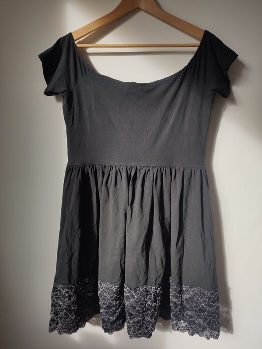 Czarna mini rozkloszowana sukienka ASOS petite 44 xxl hiszpanka