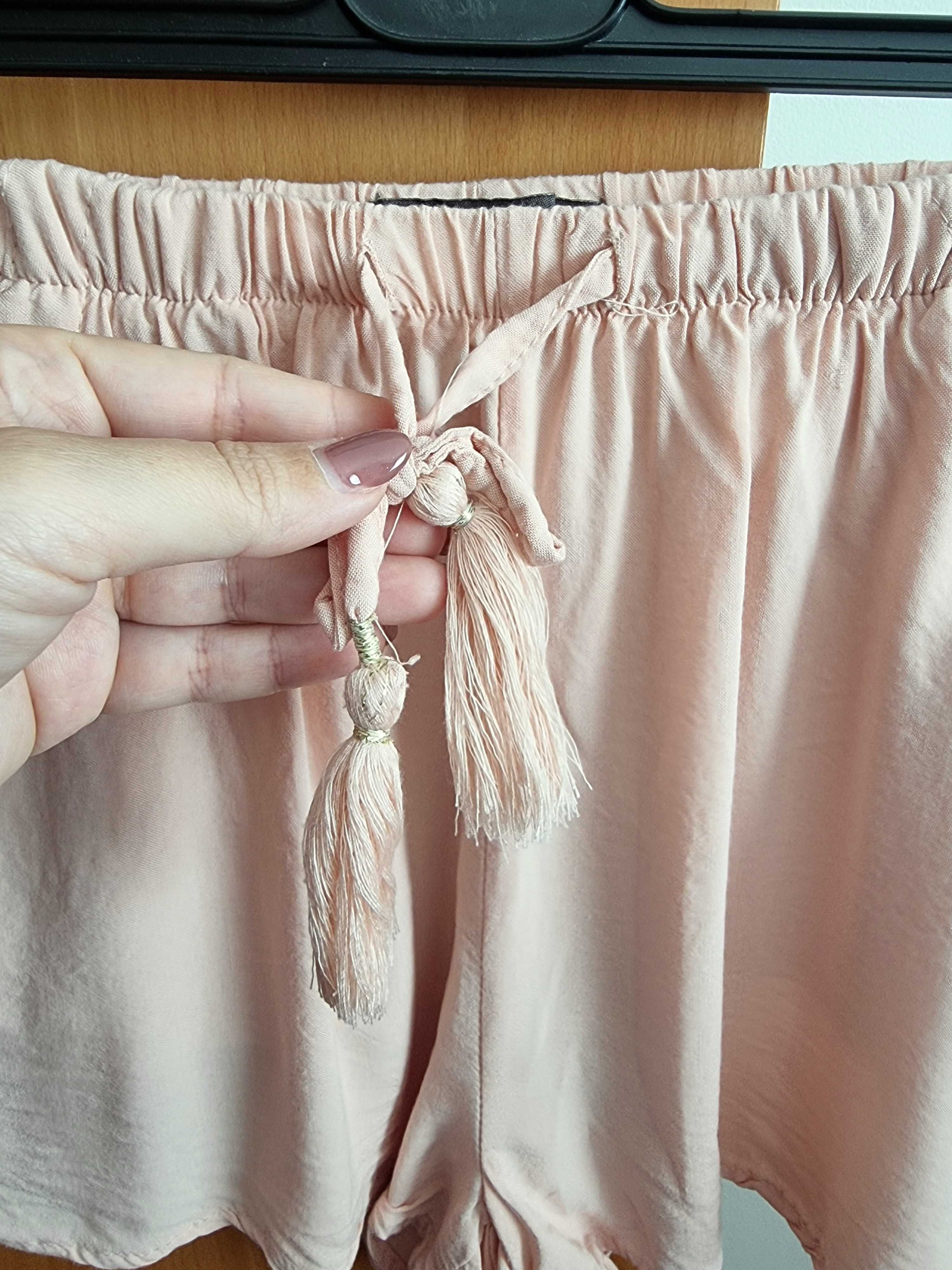 Calções curtos rosa Primark 100% viscose, tamanho 34