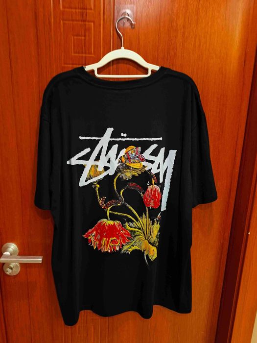 Stussy Męska Czarna Koszulka z Nadrukiem Rozmiar XL