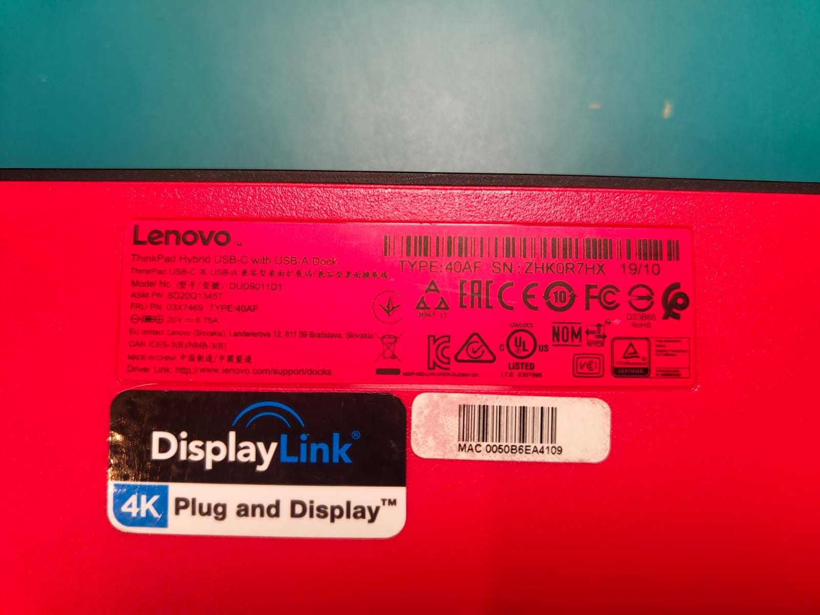 Stacja dokująca Lenovo 40AF na USC-C, HDMI x2 DisplayPort x2, zasilacz