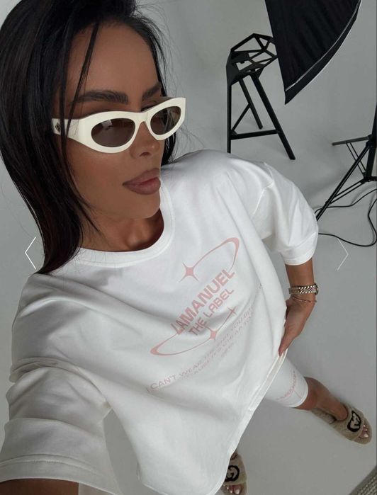 Tshirt BURST ecru Lamanuel uniwersalny uni oversize nowe