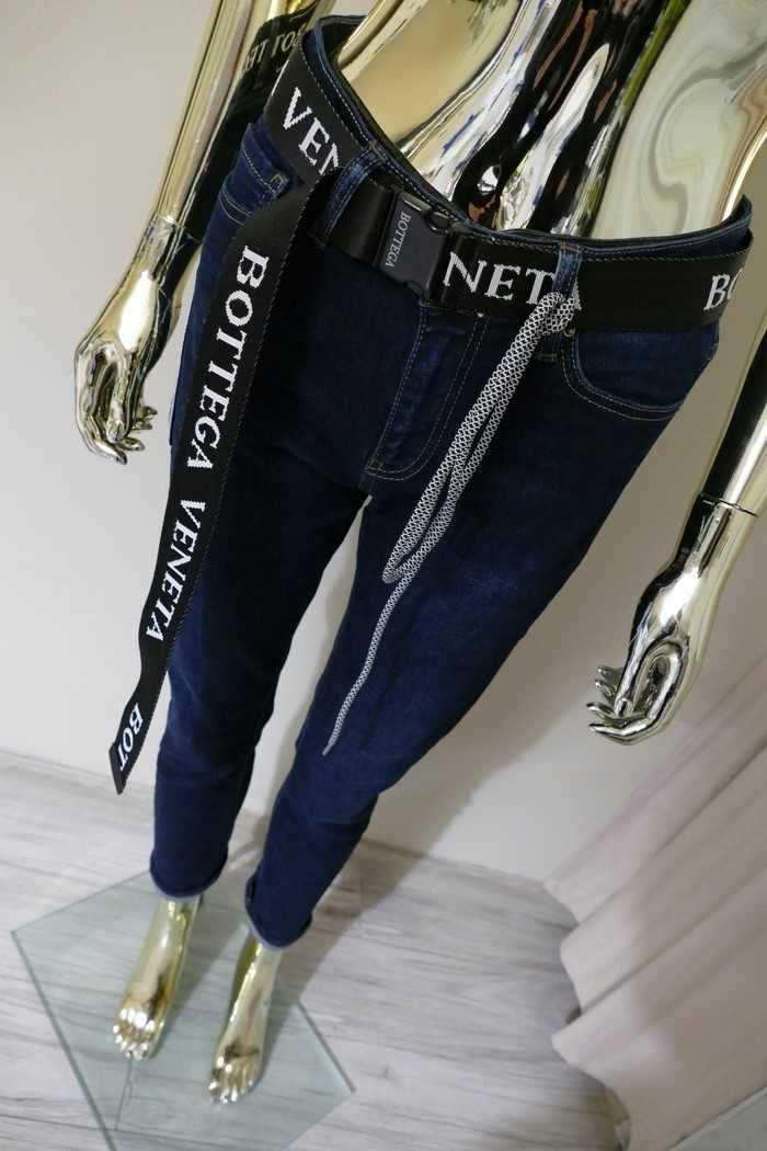 Bottega Veneta nowe jeansy z  paskiem i sznurem M-L