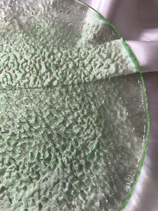 Talerz szklany zielony Sahara, E.Trzewik-Drost, HSG Ząbkowice, vintage