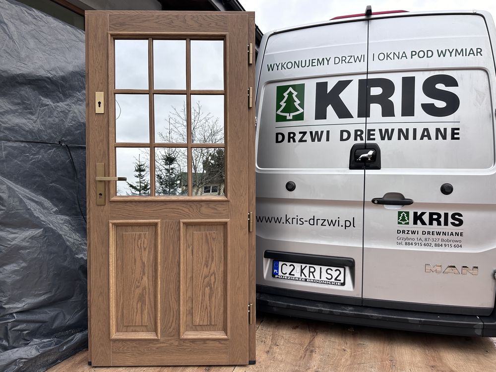 Drzwi zewnętrzne drewniane Czyste powietrze dostawa i montaż Polska
