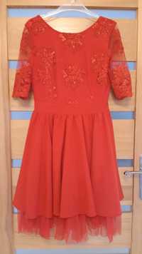 Suknia L balowa czerwona wesele druhna dróżka świadkowa strojna