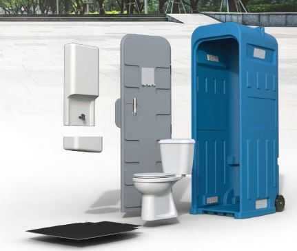 WC Portátil Cabine Sanitária Casa de Banho Móvel c/ Lava-mãos