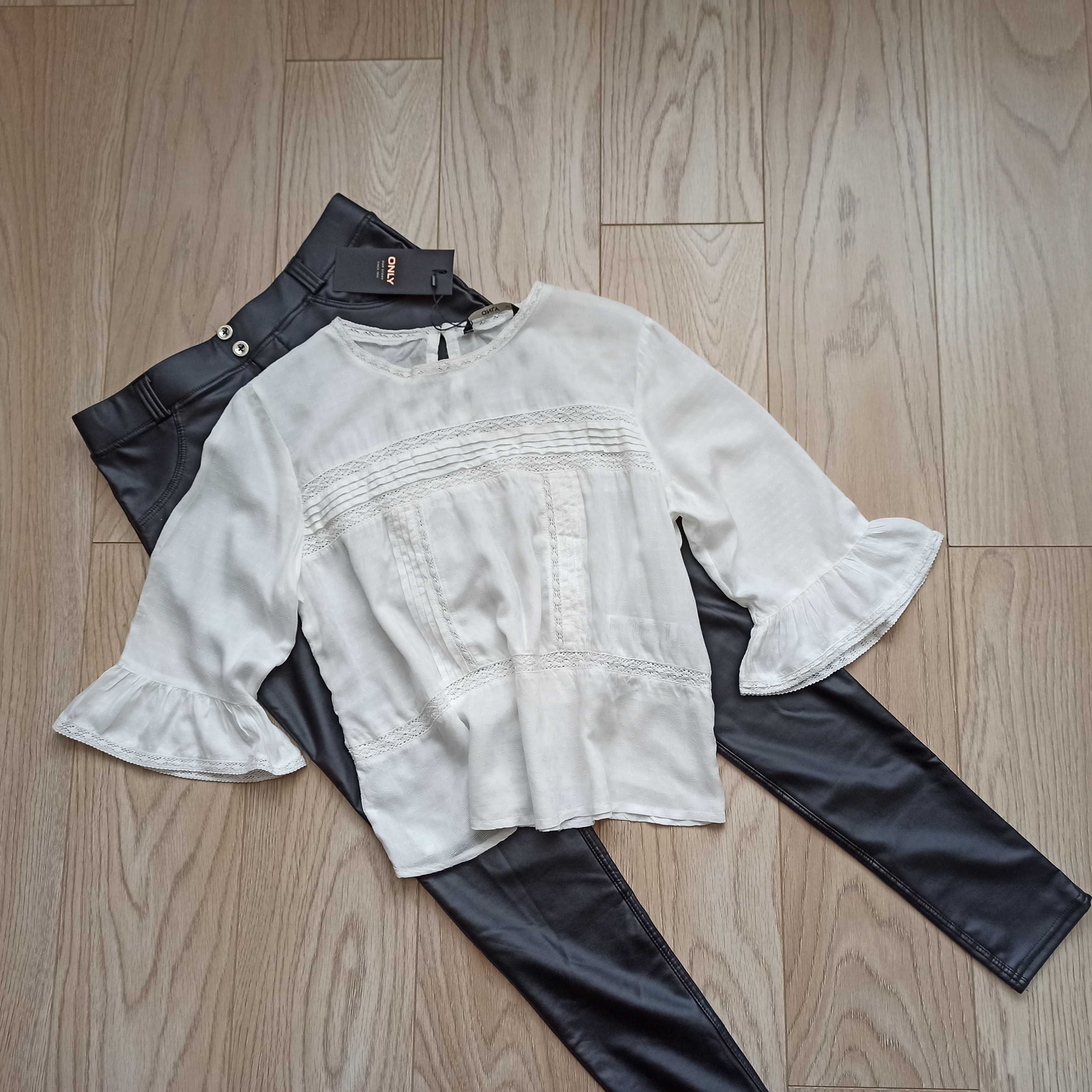 Летняя белая блуза с гипюровыми вставками, XS-S