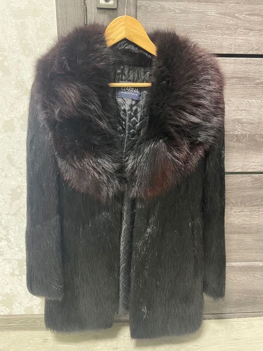 Шуба с нутрии, воротник лиса