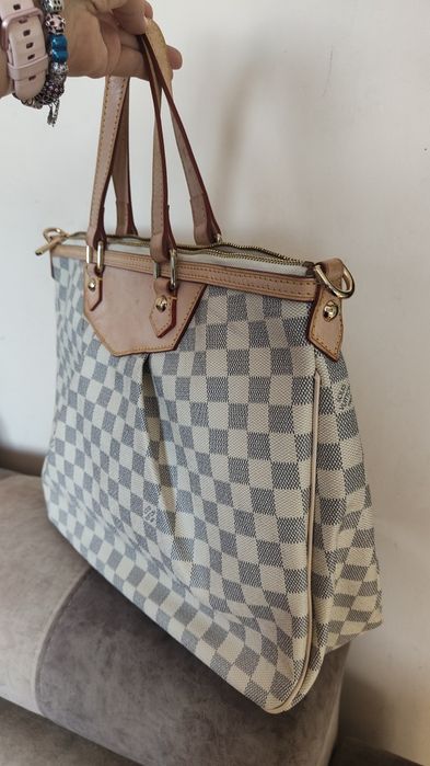 Duża torba LV elementy ze skóry naturalnej