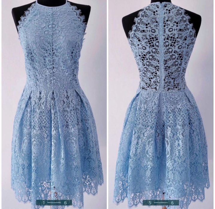 Niebieska Koronkowa tiulowa  sukienka midi mini 44 xxl 42 XL asos luxe