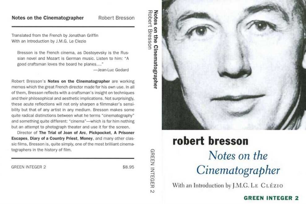 Livro Notes on the Cinematographer Robert Bresson J Griffin e Clézio