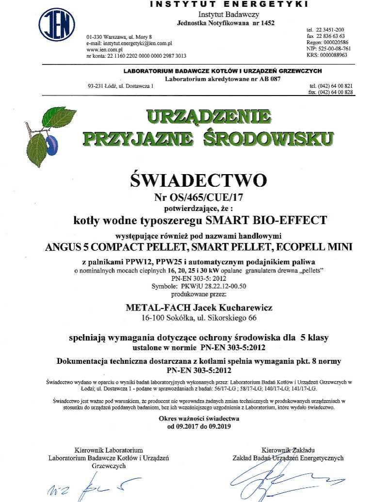 Kocioł na pelet METAL-FACH SMART Pellet WF PRO - 5 klasa - Ecodesign