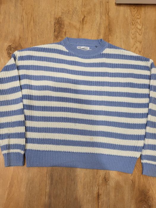 Sinsay XXS sweter oversize w paski niebiesko-biały
