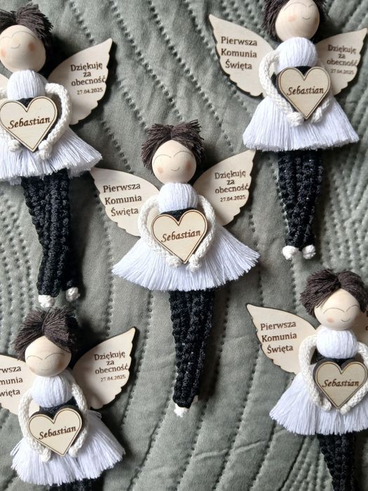 Aniołek magnes na chrzest komunię podziękowanie chłopiec