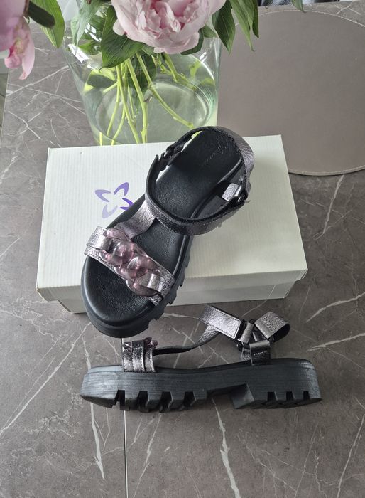Sandały Maciejka 38 srebrny grafit