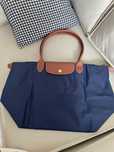 Longchamp Klasyk – Torba z długimi rączkami, granat, rozmiar L