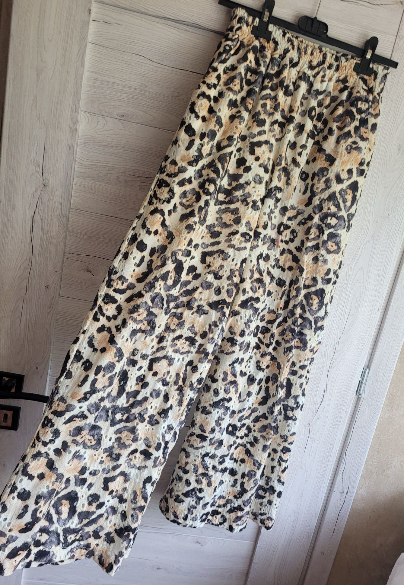 Świetny komplet bluzka wiązana print zwierzęcy L XL Mowy