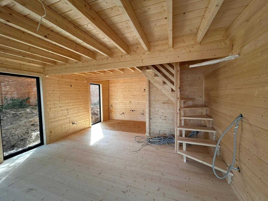 Drewniany domek letniskowy Horyzont 65 + 21 m2 - ROD, ekspozycja
