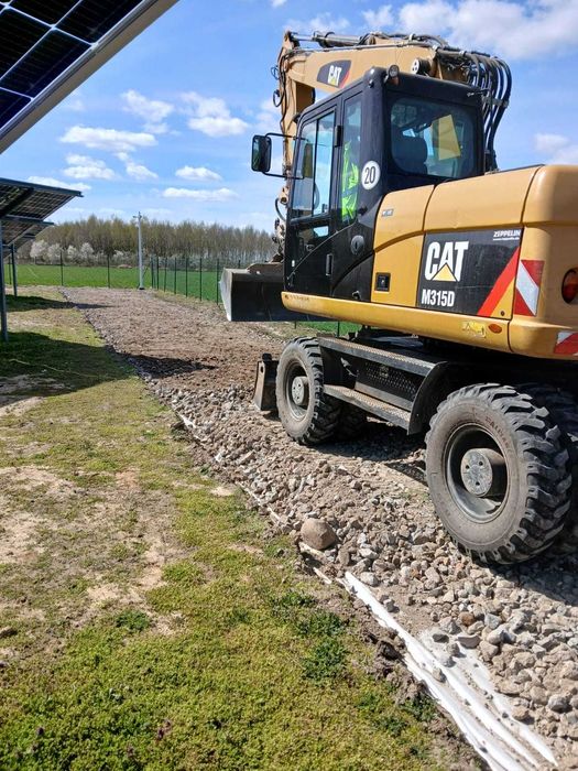 Usługi koparką kołową CAT 315D, koparko-ładowarką, ładowarką teleskop.