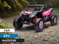 Mega Buggy na akumulator XXL Duża różowa terenówka 24V 4x200W 60kg