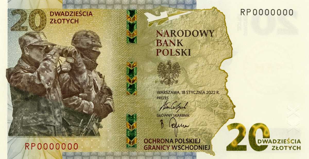 20 ZŁ Banknot Ochrona Polskiej Granicy Wschodniej