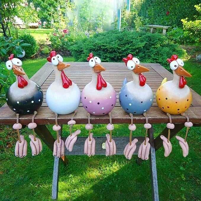 Ceramiczna kurczaka, dekoracja ogrodowa, z żywicy i ceramiki, wzór 4