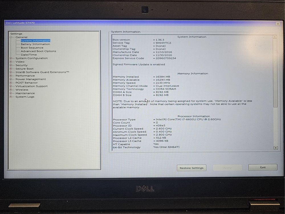 Laptop Dell Latitude E7470
