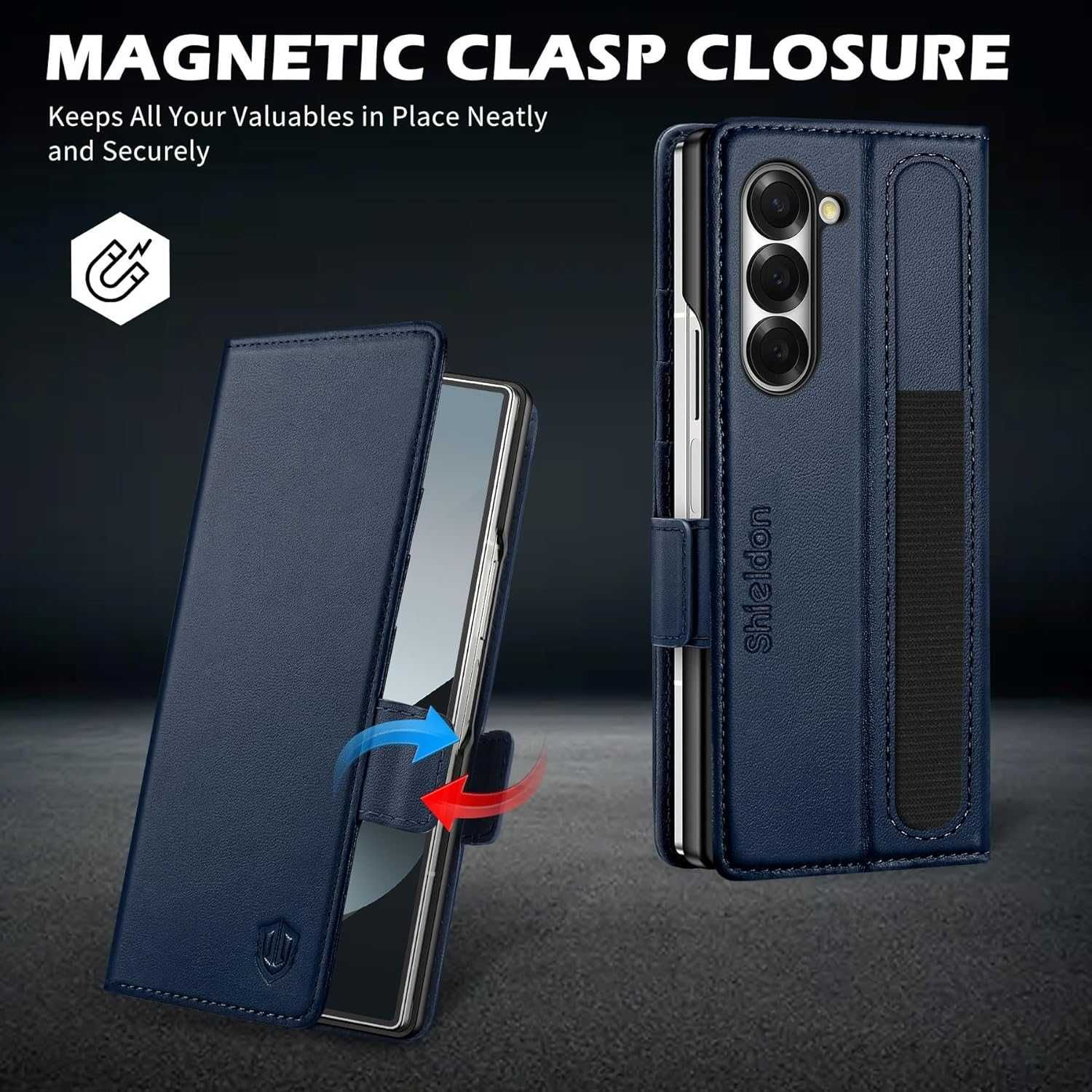 SHIELDON etui skórzane naturalne Samsung Galaxy Z Fold6 portfel Granat