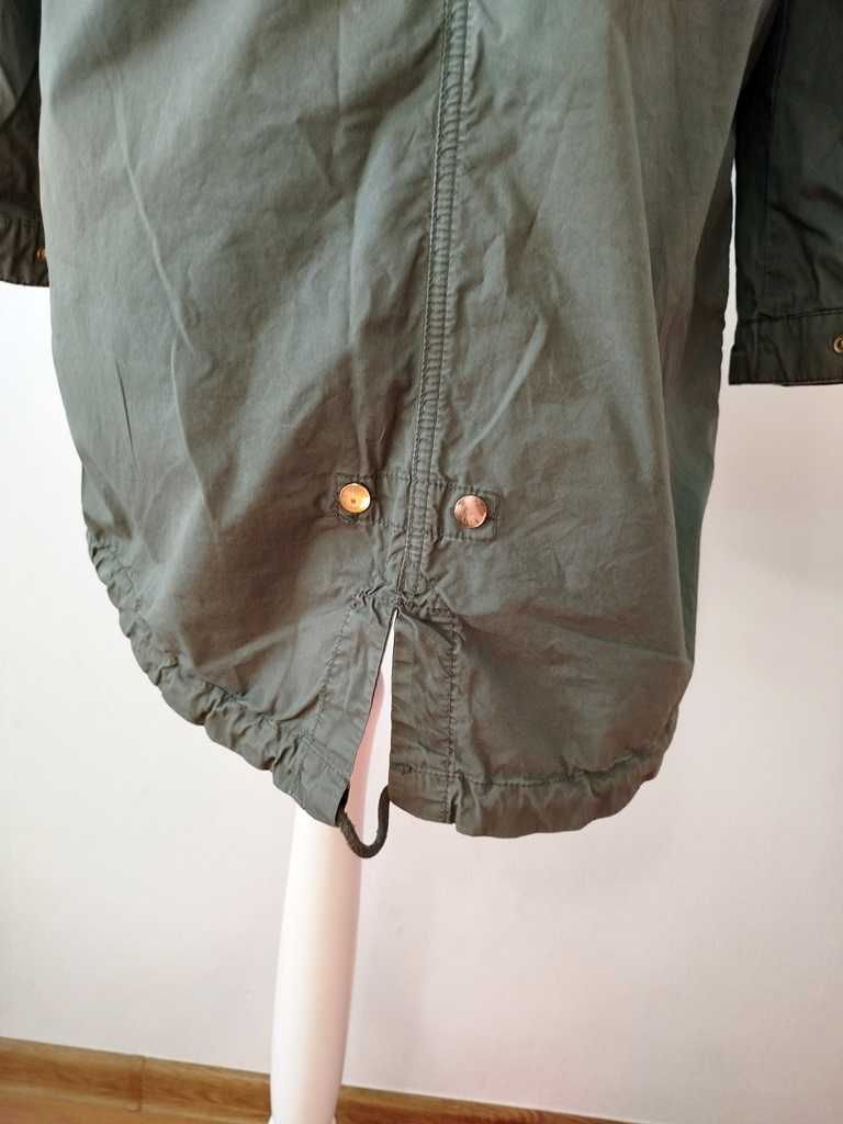 H&M cienka długa kurtka parka khaki
