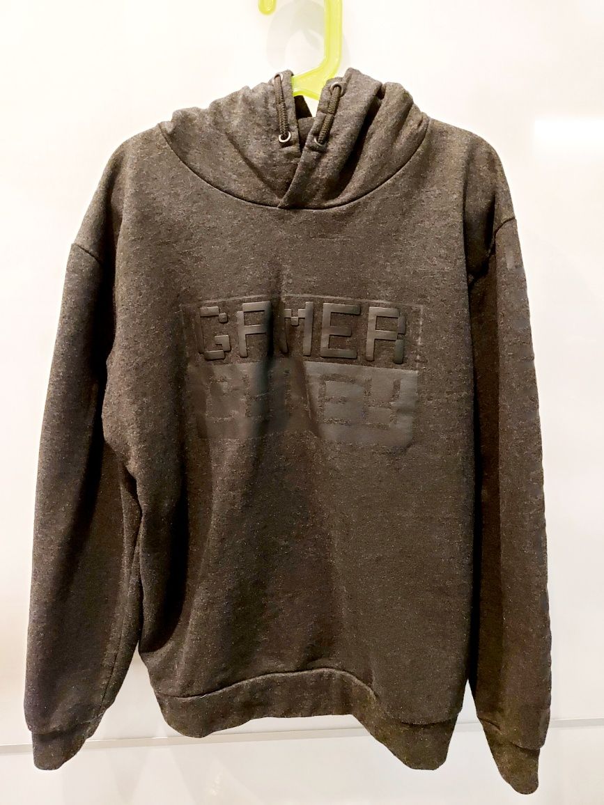 Bluza bawełniana z kapturem ciemny grafit GAMER 146 cm / 152 cm