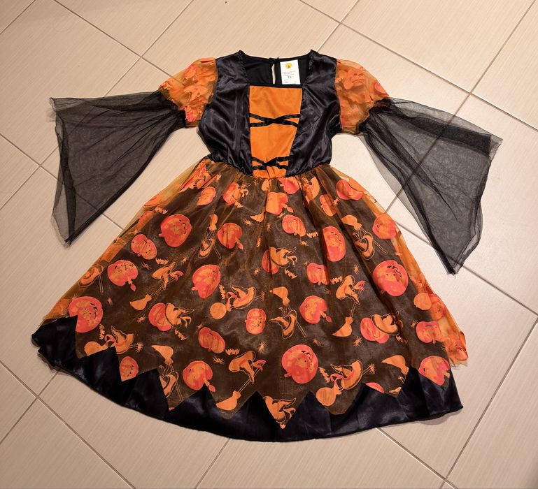 Strój kostium sukienka na bal karnawałowy halloween w dynie roz. 128