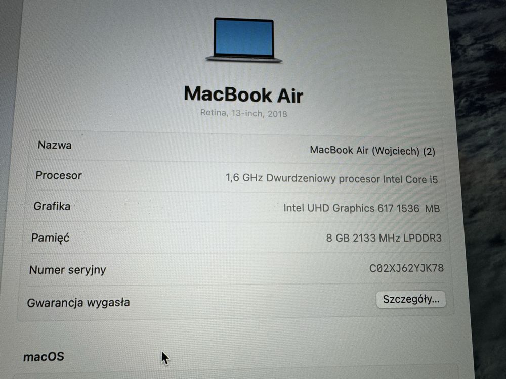 Macbook Air 256gb 8gb RAM 2018