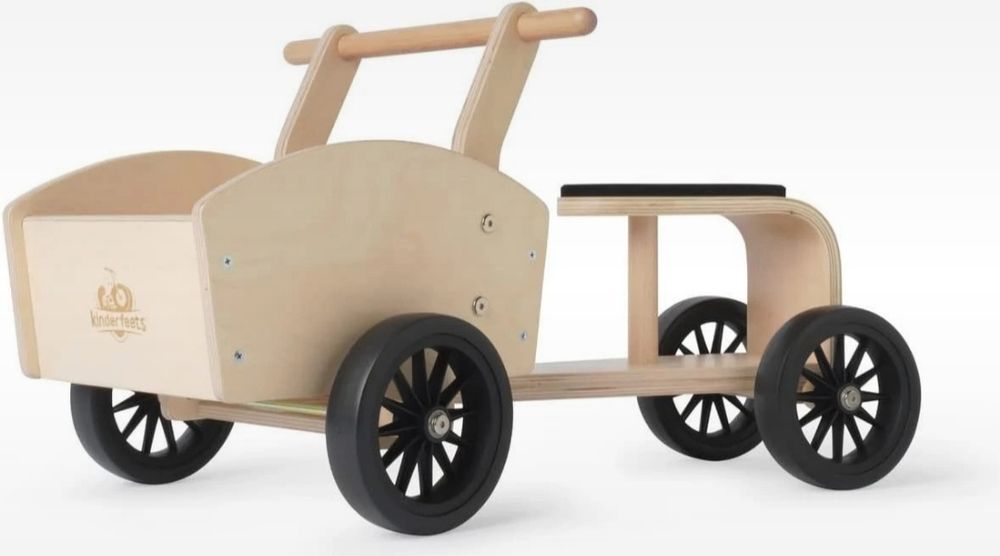 Dziecięcy pchacz drewniany jeździk rowerek pojazd wózek transportowy