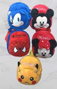 Mochila Super Fofa Minnie / Mickey / Pokemon / Sonic / Spider Man