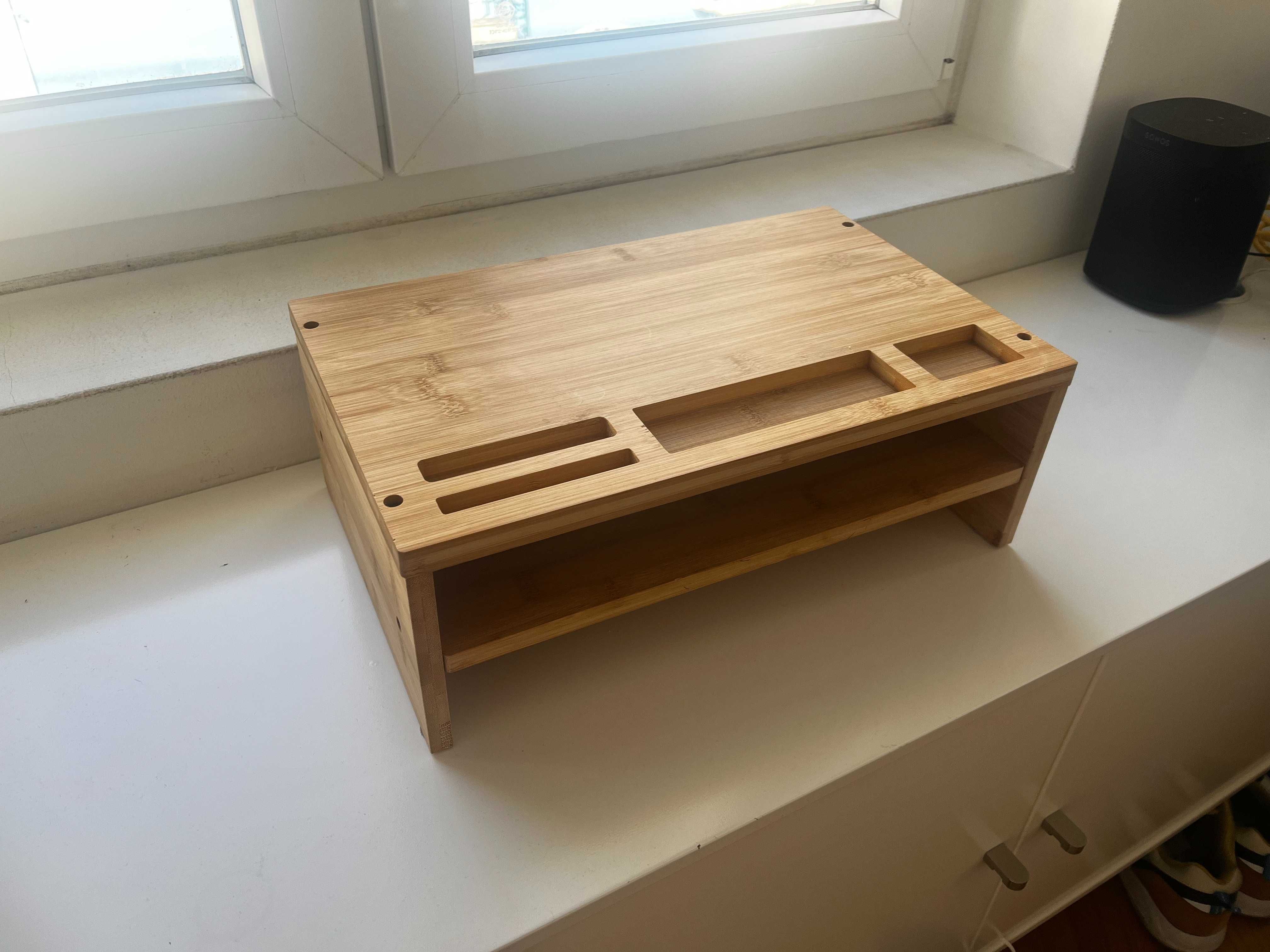 Bamboo desk organizer - support for your desktop monitor