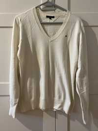 Kremowy sweter z dekoltem V Tommy Hilfiger roz. M/L