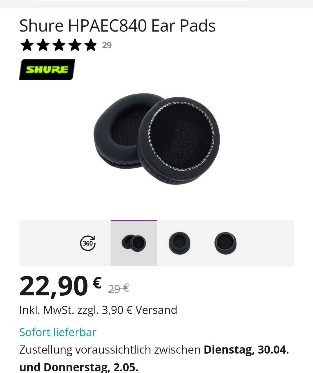 Амбушюри для навушників Shure 840  ( Shure HPAEC840 Ear Pads )