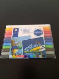 Staedtler 12 marcadores ponta dupla para tecido - novo