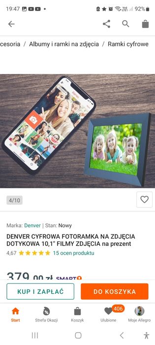 Denwer cyfrowa foto ramka na zdjęcia 10,1 16GB HD