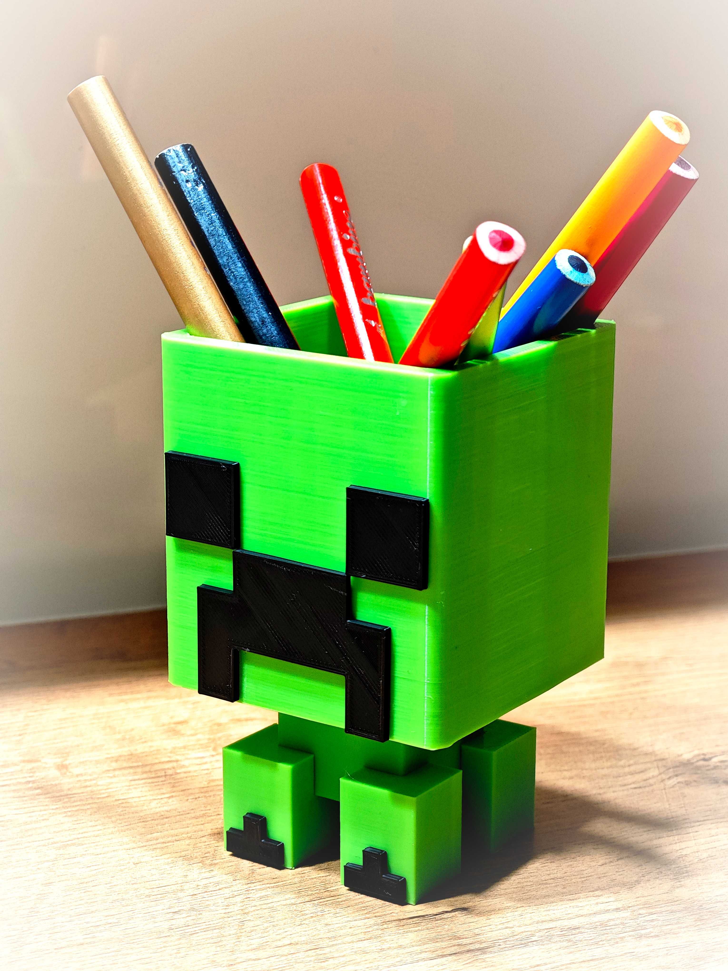 Minecraft organizer Creeper organizer neon zielony piekny nowy biurko