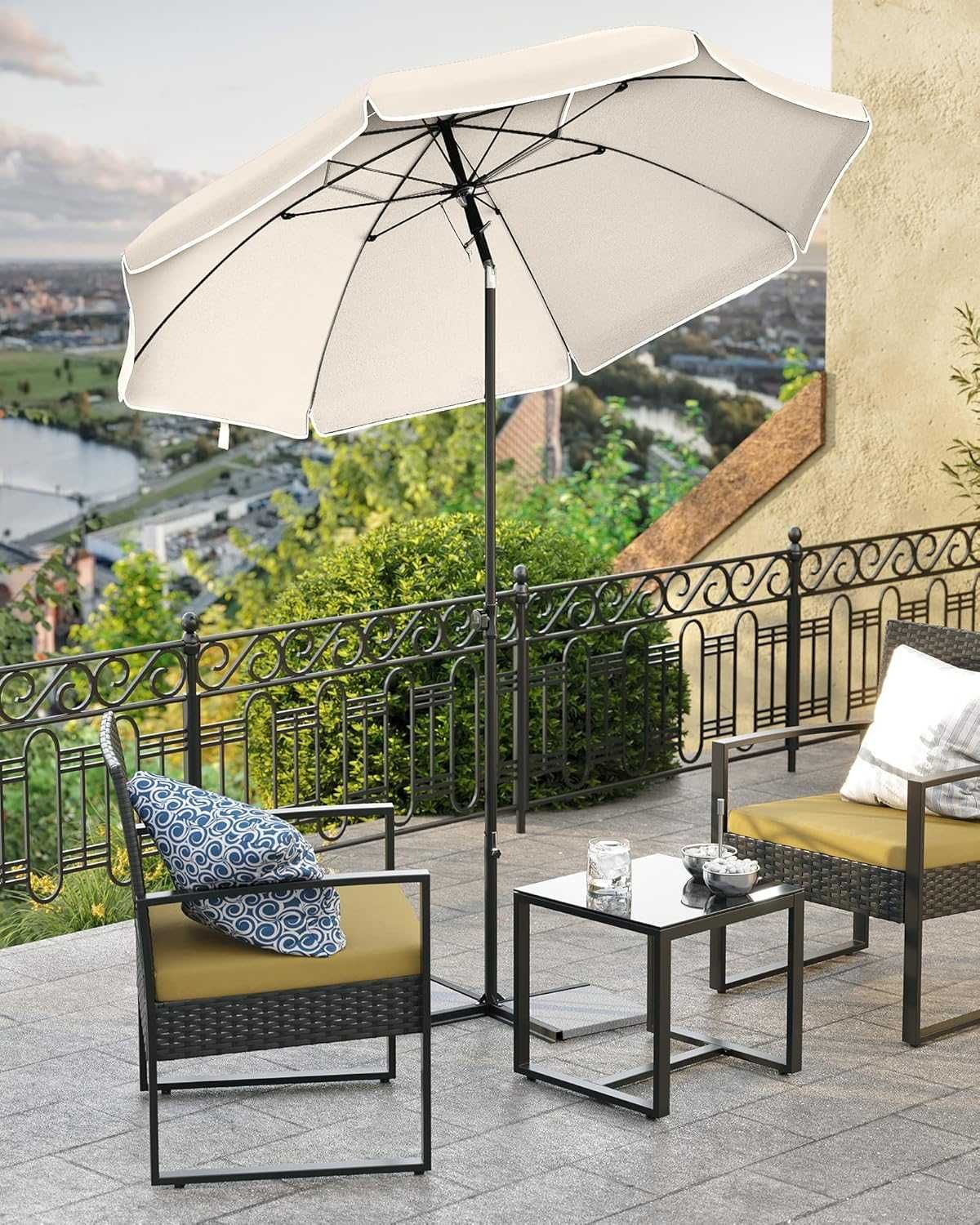 parasol plażowy, Ø 200 cm, ogrodowy, ochrona UV do UPF 50+, składany