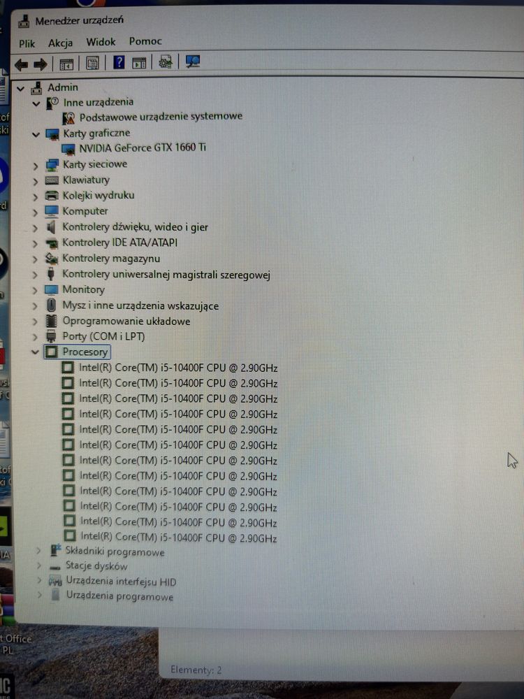 Komputer intel i5, 1660 ti, 16ram, dysk m2