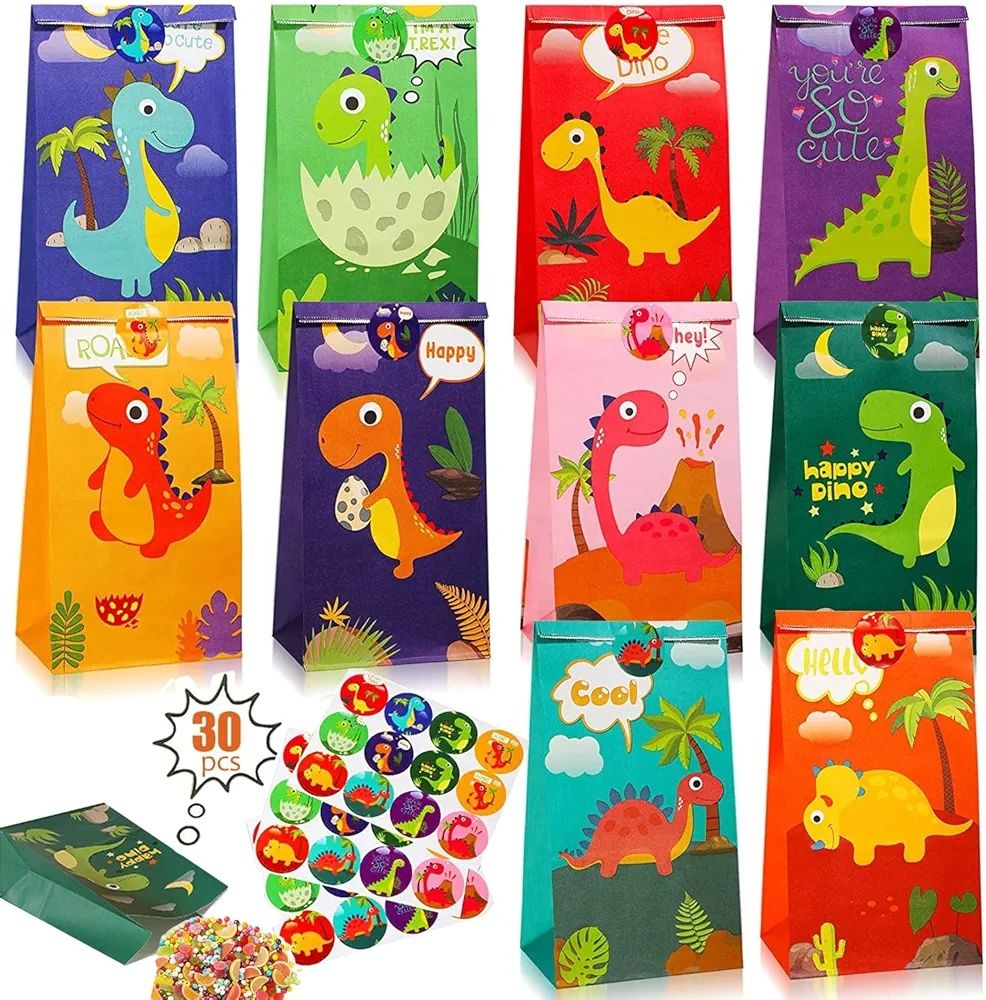 Torebki prezentowe papierowe dla dzieci dinozaury 30szt B77