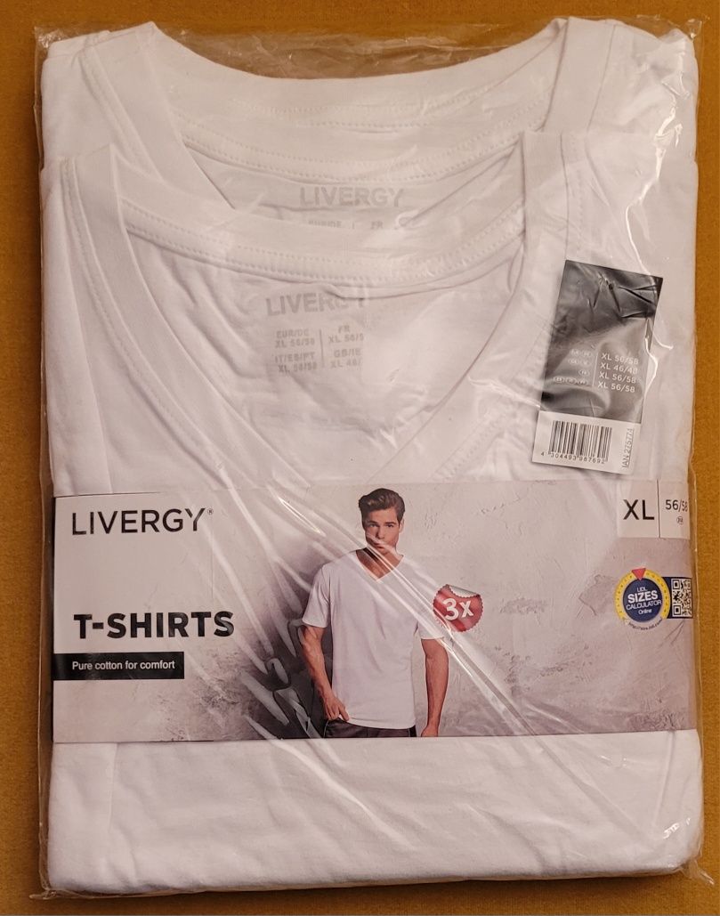 T-shirty męskie 100% bawełny, 3 sztuki biały LIVERGY XL