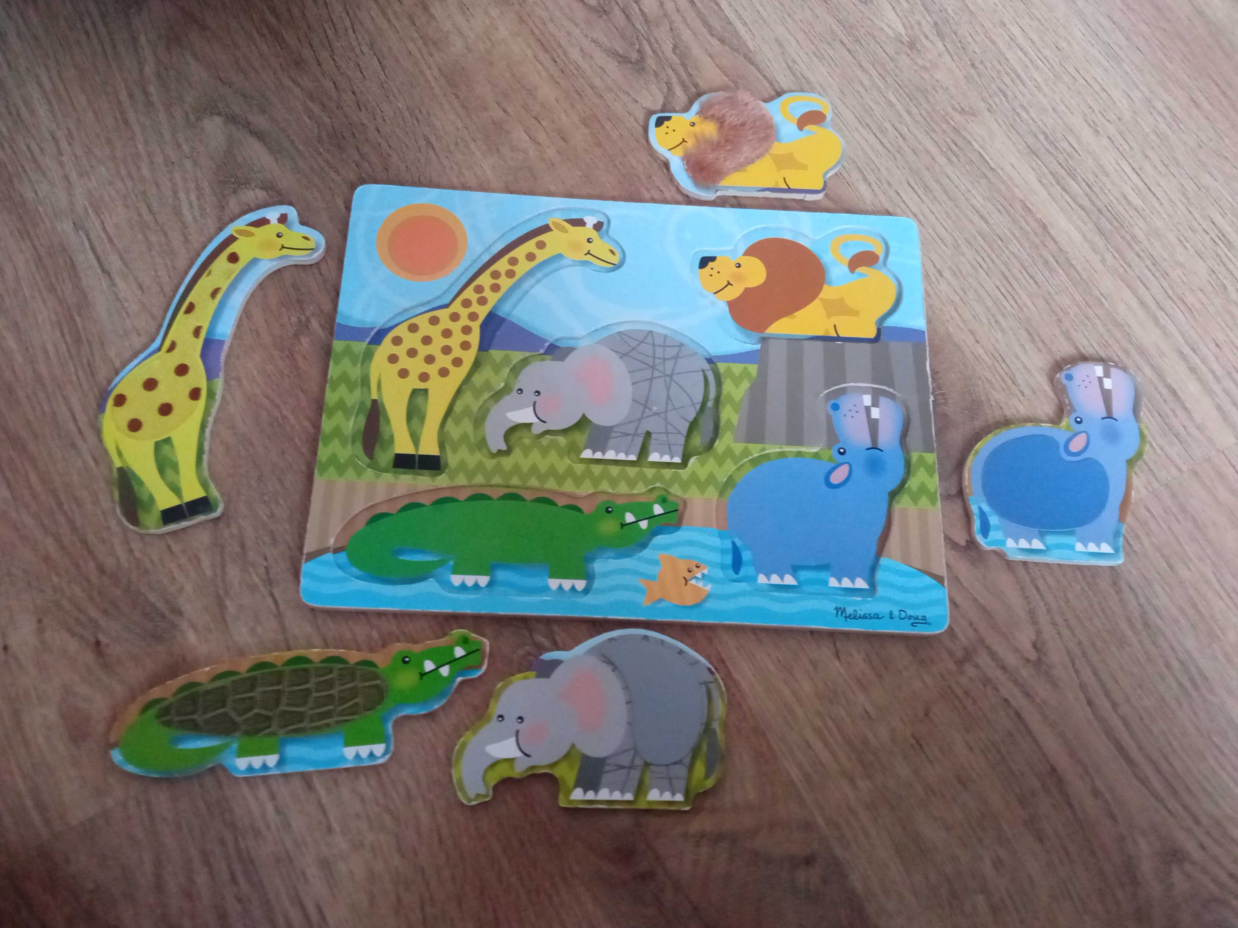 Puzzle Zwierzęta ZOO + Drewniane Puzzle układanka Zwierzęta Safari